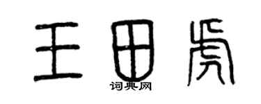 曾庆福王田虎篆书个性签名怎么写