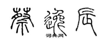 陈声远蔡逸辰篆书个性签名怎么写