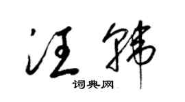 梁锦英汪韩草书个性签名怎么写