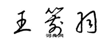 梁锦英王箭羽草书个性签名怎么写