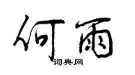 曾庆福何雨行书个性签名怎么写