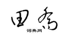 梁锦英田乔草书个性签名怎么写