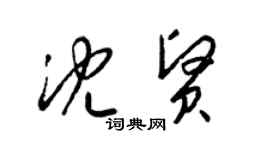 梁锦英沈贤草书个性签名怎么写