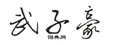 骆恒光武子豪行书个性签名怎么写