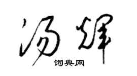 梁锦英汤辉草书个性签名怎么写