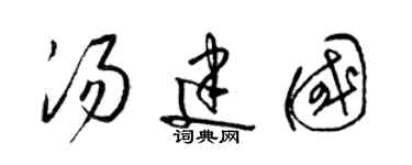 梁锦英汤建国草书个性签名怎么写