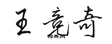 骆恒光王竞奇行书个性签名怎么写