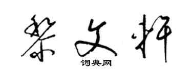 梁锦英黎文轩草书个性签名怎么写
