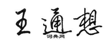 骆恒光王通想行书个性签名怎么写