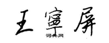 王正良王宁屏行书个性签名怎么写