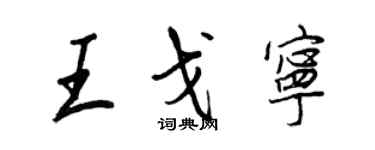 王正良王戈宁行书个性签名怎么写