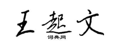 王正良王起文行书个性签名怎么写