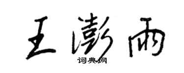 王正良王澎雨行书个性签名怎么写