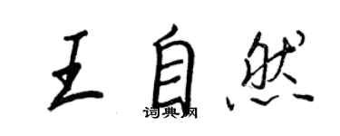 王正良王自然行书个性签名怎么写