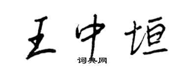王正良王中垣行书个性签名怎么写