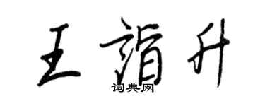 王正良王诣升行书个性签名怎么写