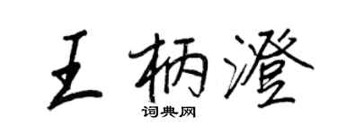 王正良王柄澄行书个性签名怎么写