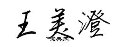 王正良王美澄行书个性签名怎么写