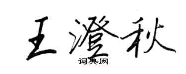王正良王澄秋行书个性签名怎么写
