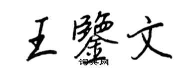 王正良王鉴文行书个性签名怎么写