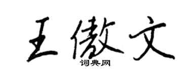 王正良王傲文行书个性签名怎么写