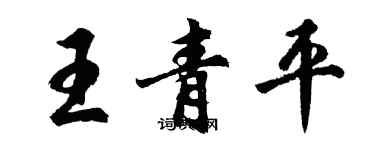 胡问遂王青平行书个性签名怎么写