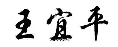 胡问遂王宜平行书个性签名怎么写