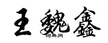 胡问遂王魏鑫行书个性签名怎么写