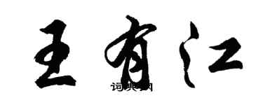 胡问遂王有江行书个性签名怎么写