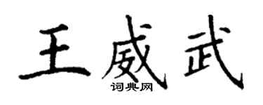 丁谦王威武楷书个性签名怎么写
