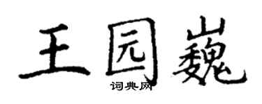 丁谦王园巍楷书个性签名怎么写