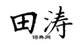 丁谦田涛楷书个性签名怎么写