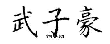 丁谦武子豪楷书个性签名怎么写
