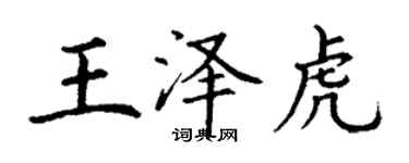 丁谦王泽虎楷书个性签名怎么写