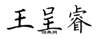 丁谦王呈睿楷书个性签名怎么写