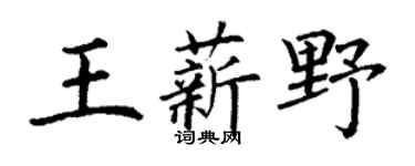 丁谦王薪野楷书个性签名怎么写