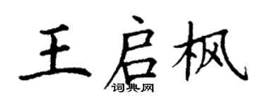 丁谦王启枫楷书个性签名怎么写