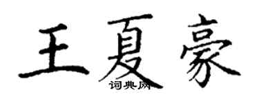 丁谦王夏豪楷书个性签名怎么写