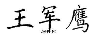 丁谦王军鹰楷书个性签名怎么写