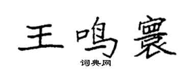 袁强王鸣寰楷书个性签名怎么写