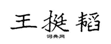 袁强王挺韬楷书个性签名怎么写