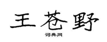 袁强王苍野楷书个性签名怎么写