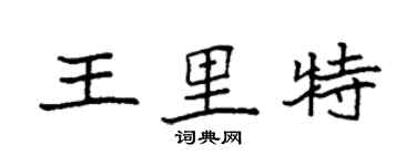 袁强王里特楷书个性签名怎么写