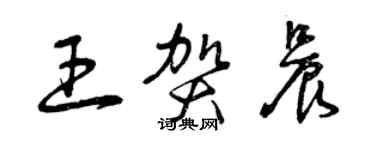 曾庆福王贺晨草书个性签名怎么写