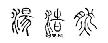 陈声远汤浩然篆书个性签名怎么写