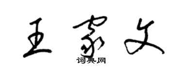 梁锦英王家文草书个性签名怎么写