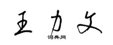 梁锦英王力文草书个性签名怎么写