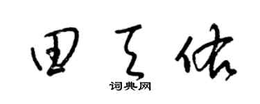 梁锦英田天佑草书个性签名怎么写
