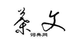 梁锦英叶文草书个性签名怎么写