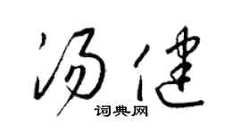 梁锦英汤健草书个性签名怎么写